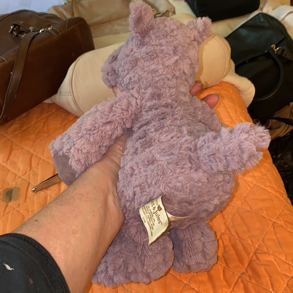Demdaco Nat & Jules Plush Mellow Fellows Minky Hippo Stuffed Animal Purple (ALX) - Picture 3 of 5
